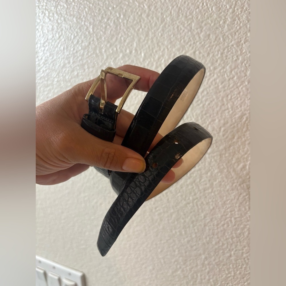 Calvin Klein Black Italian Calfskin
Alligator Leather Belt - Size small
